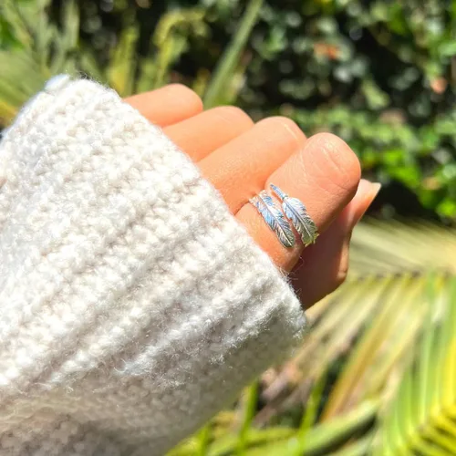 Vista 3 de Project Hope Rings The Feather From An Angel Ring Handcrafted 925 Sterling Silver Angel Ring Tarnish-Free & Hypoallergenic Adjustable Wrap
