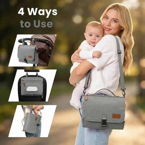 Vista 4 de UBRAVOO Portable Diaper Changing Pad - Baby Diaper Changer Travel Bag with Wipes Pocket, Smart Design Portable Changing Mat, Infant Travel Station