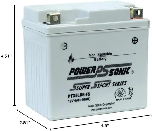 Vista 3 de PTX5LBS-FS 12V 4AH 65 CCA - Batería de plomo ácido sellada