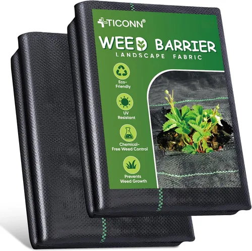 Vista 9 de TICONN 3 pies x 50 pies Tela de Barrera de Malezas Resistente, Tela de Paisaje de 3.2 oz para Jardín, Patio, Entrada y Cultivo de Vegetales