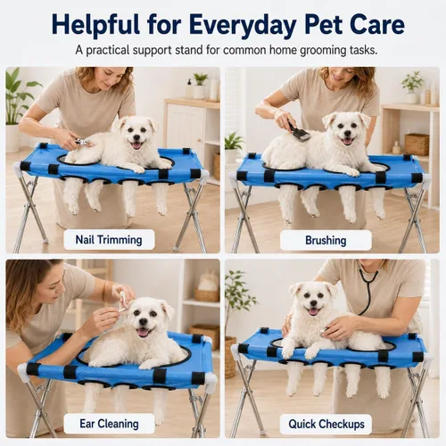 Vista 7 de Hamaca de aseo para perros con soporte para mascotas pequeñas para bañarse y recortar uñas (negro)