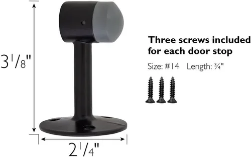 Vista 4 de Design House 189290-MB - Protector de pared para puerta con cuello de cisne con punta de goma, tapón de puerta de aluminio negro mate, paquete de 2