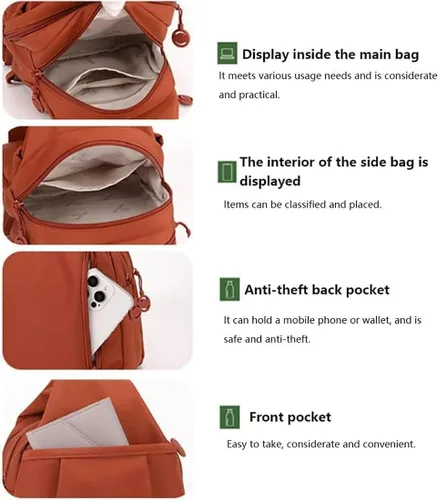 Vista 5 de Preferablen Waterproof 2-Way Commuter Bag, Large Capacity Oxford Convertible Shoulder Travel Bag, Anti-Theft Travel Tote, Small Backpack Purse