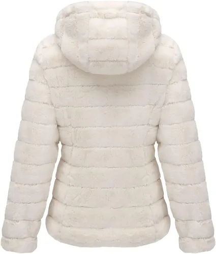 Vista 2 de Bellivera Abrigo de piel sintética para mujer con forro de oveja peluda, chaqueta de forro polar esponjosa y capucha con forro de sherpa Beige
