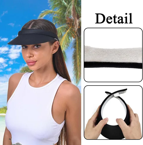 Vista 2 de Sombreros con visera para el sol, visera ancha, ajustable, con clip, para verano, playa, sombrero