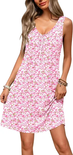 Vista 8 de Ekouaer Camisones para mujer, de viscosa de bambú, sin mangas, para dormir, con cuello en V, ropa de dormir