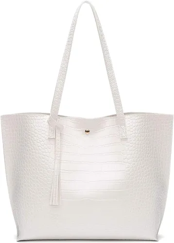 Vista 22 de Dreubea - Bolsa de hombro y de mano de piel sintética suave para mujer, con borla, de gran capacidad