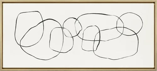 Vista 7 de Kate and Laurel Lienzo enmarcado de círculos bailarines de Sylvie por Teju Reval of SnazzyHues, 18 x 40 pulgadas, negro, decoración abstracta