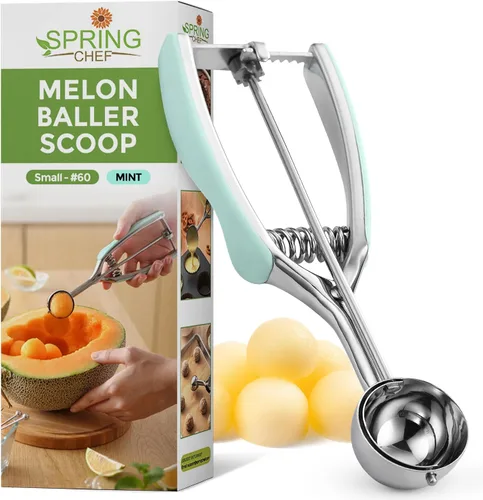 Vista 16 de Spring Chef Cuchara Extra Pequeña para Galletas, Boleador de Melón de Acero Inoxidable, Cuchara para Hornear, Gatillo con Resorte para Masa