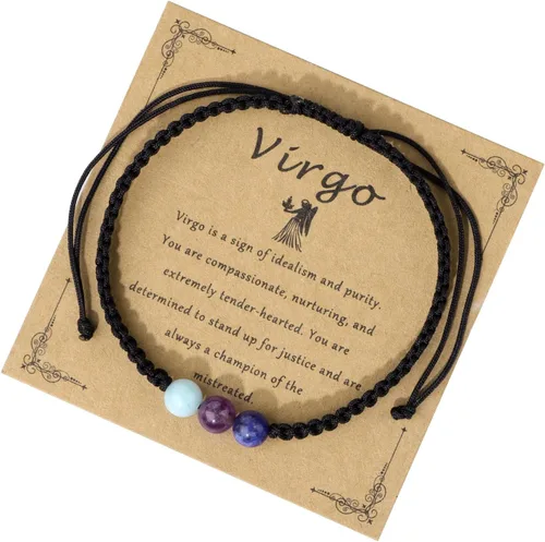 Vista 5 de GolbalJew Pulseras del zodiaco para mujer, piedra de cristal curativo, pulsera de cuentas de 0.236 pulgadas (0.236 in), regalo de cumpleaños del zodi