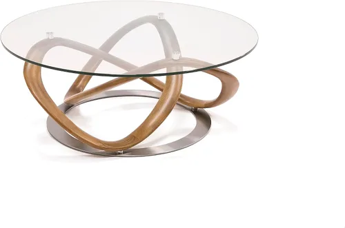 Vista 4 de Limari Home Kristal Collection - Mesa de centro redonda moderna para sala de estar con parte superior de vidrio transparente templado con base