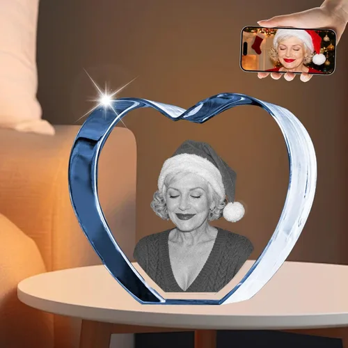 Vista 2 de Marco de fotos de cristal 3D personalizado grabado grabado personalizado impresiones de fotos de vidrio regalos de Navidad cubos de fotos gran