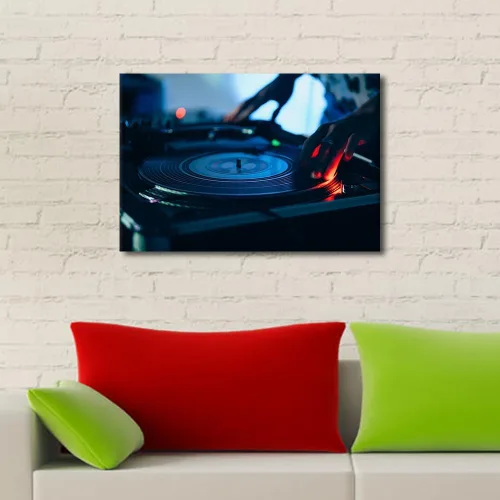 Vista 4 de Lienzo decorativo para pared, diseño de DJ Music Mixes the Track HD impreso en pinturas, 1 pieza de imágenes abstractas para sala de estar, obra