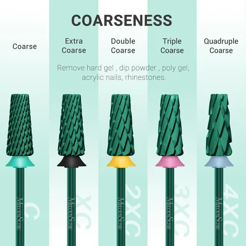 Vista 5 de MelodySusie Super Cut Edition Brocas para Uñas 5 en 1, Brocas Multifunción de Carburo de Tungsteno de 3/32'', Adecuadas para Manicura Pedicura