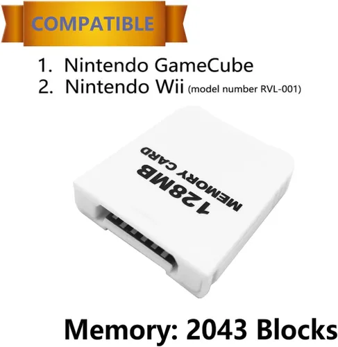 Vista 2 de Hyamass 128MB2043 Blocks High Speed Gamecube Storage Save Game Memory Card Compatible for Nintendo Gamecube Wii Console Accessory Kits - White