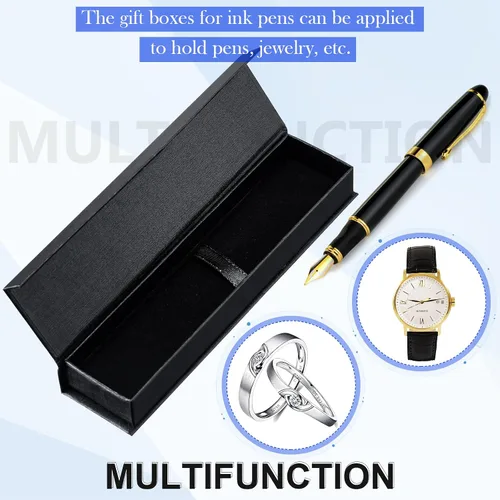 Vista 3 de Gersoniel 6 cajas para bolígrafos de regalo, estuche negro vacío para bolígrafos con cojín, caja de cartón, vitrina para regalo de joyería, regalo
