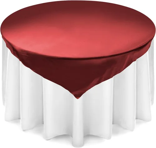 Vista 3 de Lann's Linens – Cubierta de mantel, cuadrada, de satén, 72 pulgadas, cubierta de mesa, Satin, Negro, 72" x 72