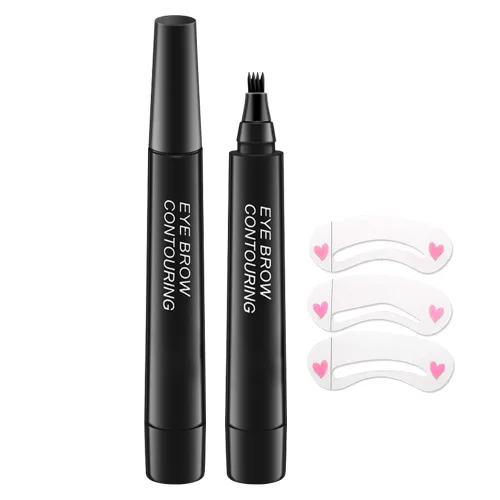 Vista 11 de Lápiz de tinta para cejas de Brow Stylist - Micro lápiz para cejas de 4 puntas con juego de elevación y agarre, con 3 plantillas para cejas