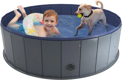 Vista 11 de Niubya Foldable Dog Pool, Collapsible Plastic Dog Swimming Pool, 32x8in