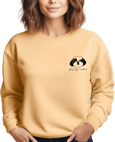Vista 7 de Shih Tzu Dog Breed Mama Women's Long Sleeve Crewneck Shih Tzu Dog mom Sweatshirt Shih Tzu Puppy Print Graphic Shirts Pullover Tops Sand
