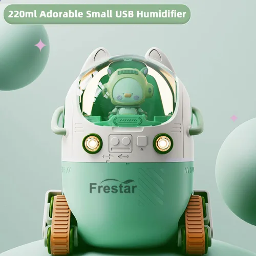 Vista 8 de Mini humidificador USB de 7.4 fl oz con luz nocturna LED, pequeño y lindo humidificador en adorable muñeca para niños, plantas, dormitorio, oficina