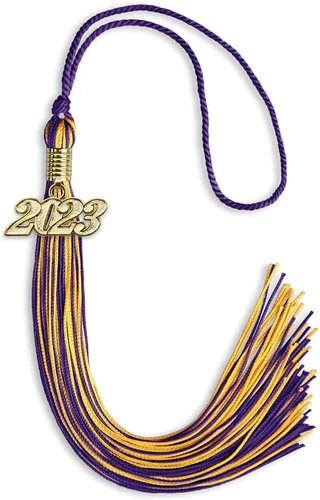 Vista 122 de Endea Graduation - Borla de doble color mixto con fecha dorada (negro/dorado antiguo, 2021)