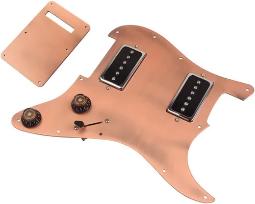 Vista 3 de Exceart Loaded - Juego de pastillas humbucker precableadas con cubierta de pastillas para guitarra eléctrica de 3 capas, accesorios bronce