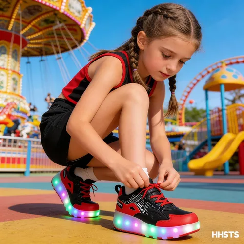 Vista 2 de HHSTS Zapatos para niños – Nuevos mejorados con ruedas zapatos de luz LED de colores patines rodantes brillantes zapatos de patinar regalos simples