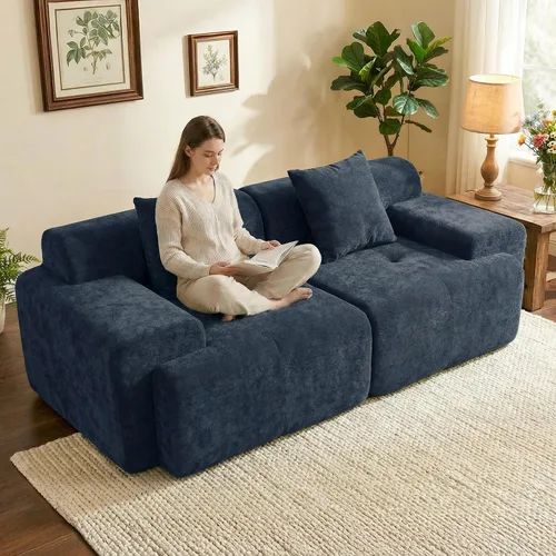 Vista 10 de Sofá modular de 84 pulgadas, sofá sin hueso de asiento profundo de Beige