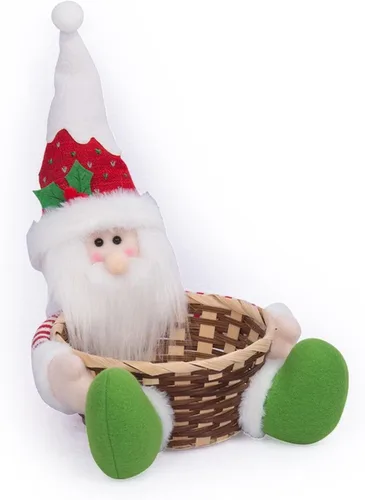 Vista 8 de Cesta de almacenamiento de dulces de Navidad, Papá Noel, muñeco de nieve, cesta tejida para dulces de Navidad, plato de dulces para decoración