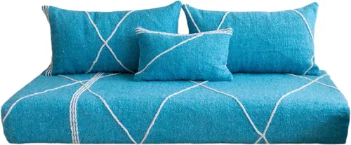 Vista 22 de arabicsofa Sofás de Suelo Coloridos de Estilo Marroquí – Cojines de Suelo Modulares Hechos a Mano (Beige 16, Sofá de Suelo de 4 pies)