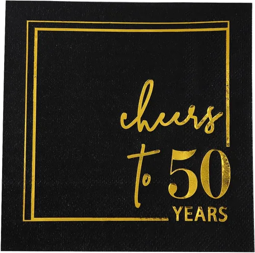 Vista 13 de Servilletas de cóctel para celebrar años - paquete de 50 - servilletas de cumpleaños desechables de 3 capas de 5x5 pulgadas, servilletas de papel