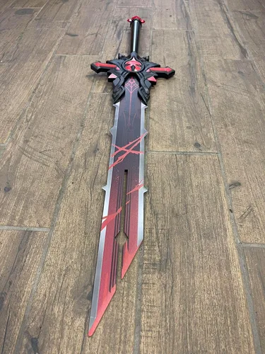Vista 3 de Fantasía Estilo Genshin Metal Espada Cosplay Anime Espada Cetro Blade Disfraz