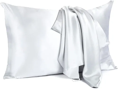Vista 9 de MANSPHIL Paquete de 2 fundas de almohada de seda Queen con patrón de estrellas negras, seda de grado 6A 22 momme 100% seda de morera real, funda