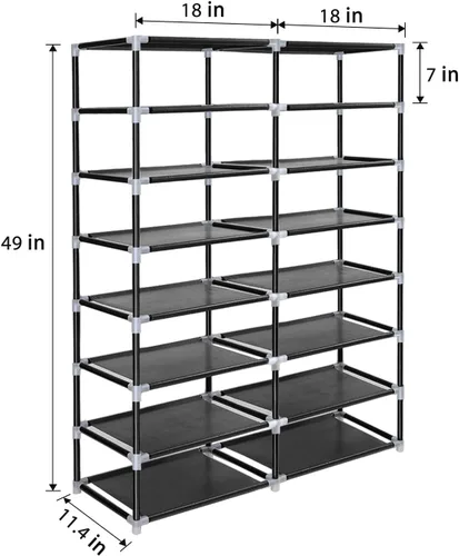Vista 3 de ERONE - Organizador portátil de almacenamiento para zapatos, 28 pares, de doble fila, con cubierta de tela no tejida, estantería para zapatillas