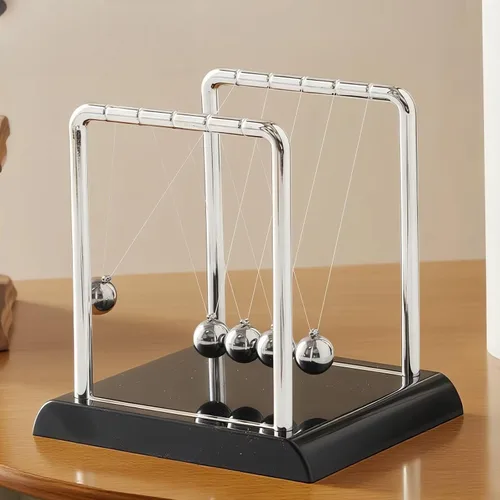 Vista 4 de Péndulo de Newton con Bolas de Equilibrio, Bolas Cinéticas Oscilantes con Base Negra, Herramienta de Aprendizaje Educativo de Ciencia Física