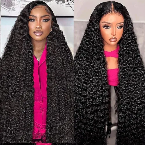 Vista 10 de Pelucas de cabello humano ondulado con encaje frontal transparente HD de 13 x 6 pulgadas, densidad del 200 %, sin pegamento, con pelitos de bebé