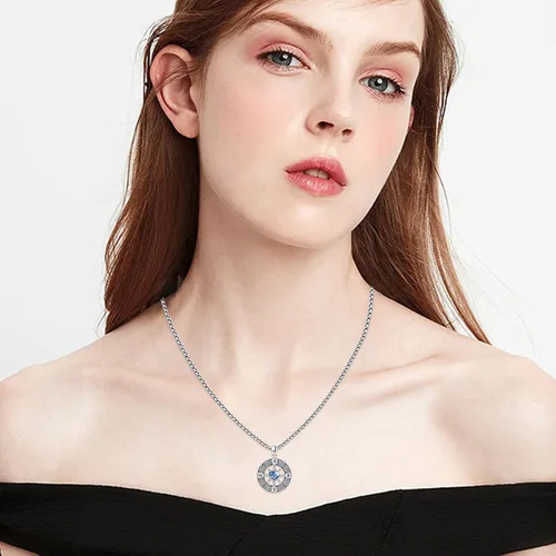 Vista 6 de Collar de brújula para mujer de plata de ley 925 con dije de medallón de brújula con cristalpiedra lunar