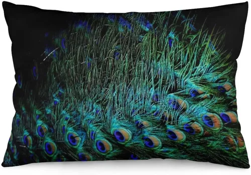 Vista 8 de Synthwave Fundas de almohada decorativas de plumas con purpurina verde azulado y dorado de 12 x 20 pulgadas, almohadas decorativas para decoración
