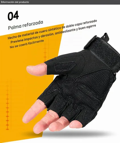 Vista 6 de SUJAYU Guantes de entrenamiento sin dedos para hombres con protección de nudillos para deportes al aire libre Negro