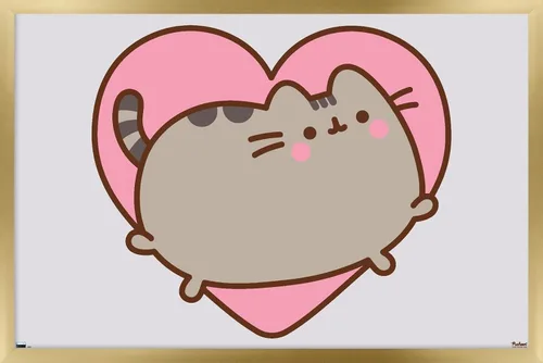 Vista 14 de Trends International Pusheen - Póster de pared de corazón, 22.4 pulgadas de largo x 14.7 pulgadas, versión enmarcada en madera de granero