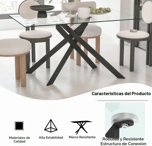 Vista 5 de Henf Juego de mesa de comedor de 5 piezas para 4, mesa de comedor rectangular de 51 pulgadas y 4 sillas de comedor de poliuretano gris carbón, mesa