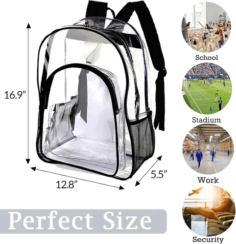 Vista 4 de xrlsg Mochila transparente personalizada con nombre personalizado de PVC, mochilas transparentes perfectas para la escuela, oficina, viajes al aire