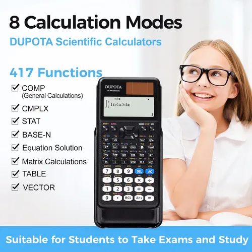 Vista 2 de OA-991ES Plus Calculadora científica 417 Funciones Pantalla de 2 líneas Support Fraction and Decimal Point Conversion 10+2 Digits Solar Battery