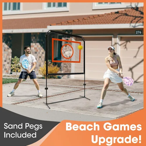 Vista 4 de Portable Pickleball Net – Regulation Size Outdoor & Indoor Paddle Game Set with Ball Catch Net & Removable Target – Heavy Duty Steel Frame, Carry