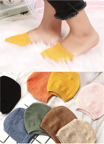 Vista 4 de 8 pares de calcetines para mujer, calcetines de media punta para dedo del pie, calcetines de algodón sin costuras