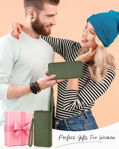 Vista 8 de Chelmon - Monedero para mujer de cuero genuino con bloqueo de señal RFID, para tarjetas de crédito