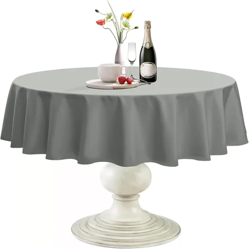 Vista 24 de Softalker Mantel Redondo, Impermeable y Resistente a las Manchas, Mantel de Tela Sin Arrugas, Lavable, Poliéster de 210GSM, Cubierta de Mesa