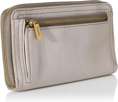 Vista 2 de Fossil Logan Cartera de piel con bloqueo RFID, tamaño medio, con cremallera y correa de muñeca