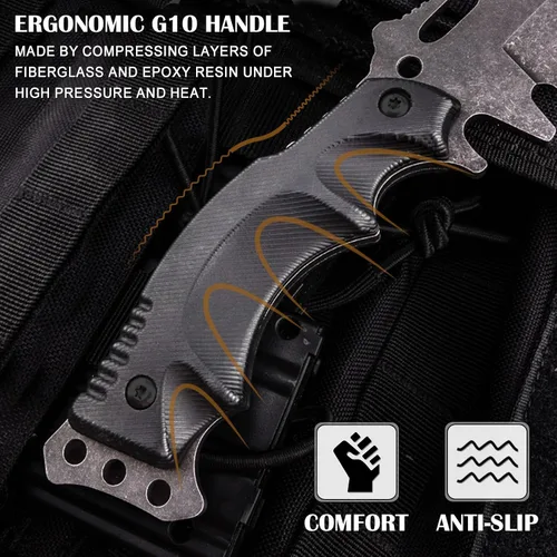 Vista 3 de Cuchillos de hoja fija con vaina cuchillo de espiga completa para supervivencia cuchillo de cinturón de campamento 9.25 pulgadas (funda kydex)